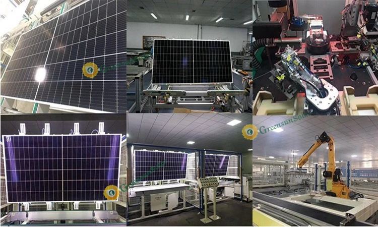 produção de painéis solares de células meio cortadas