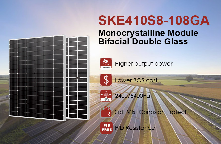 Módulo fotovoltaico bifacial de meia célula de 182 mm e 500 W