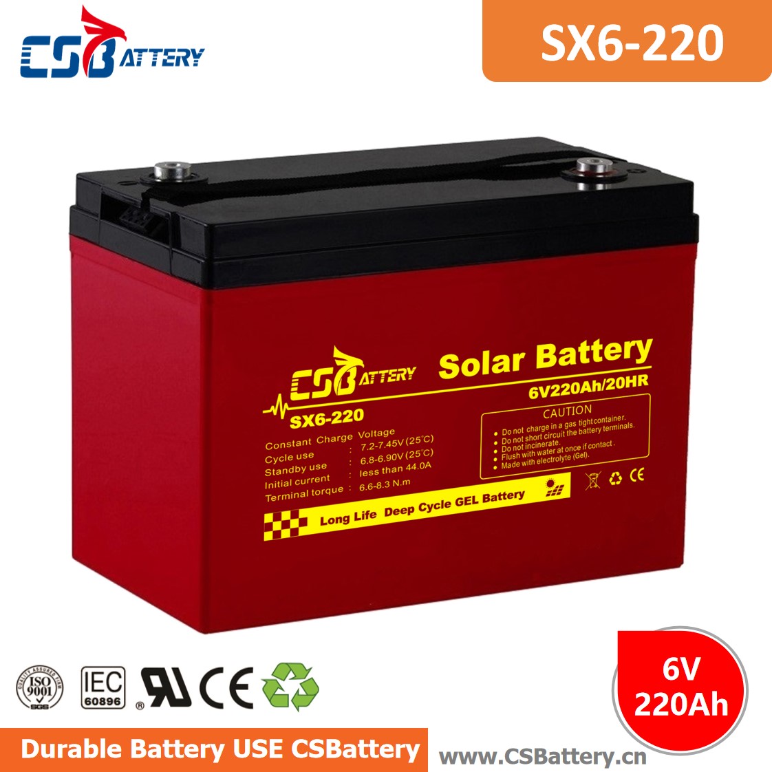 SX6-220 6V 220Ah Ciclo Profundo GEL Bateria-Ada
