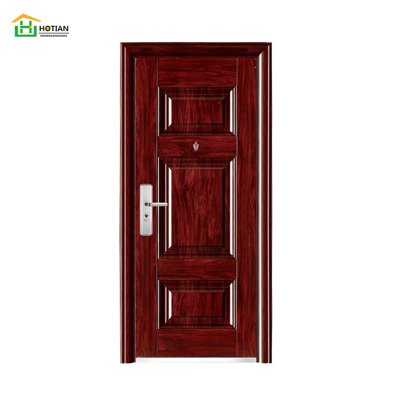 Venda imperdível porta frontal de aço de segurança tamanho personalizado entrada à prova de fogo portas principais de madeira de aço para villa

