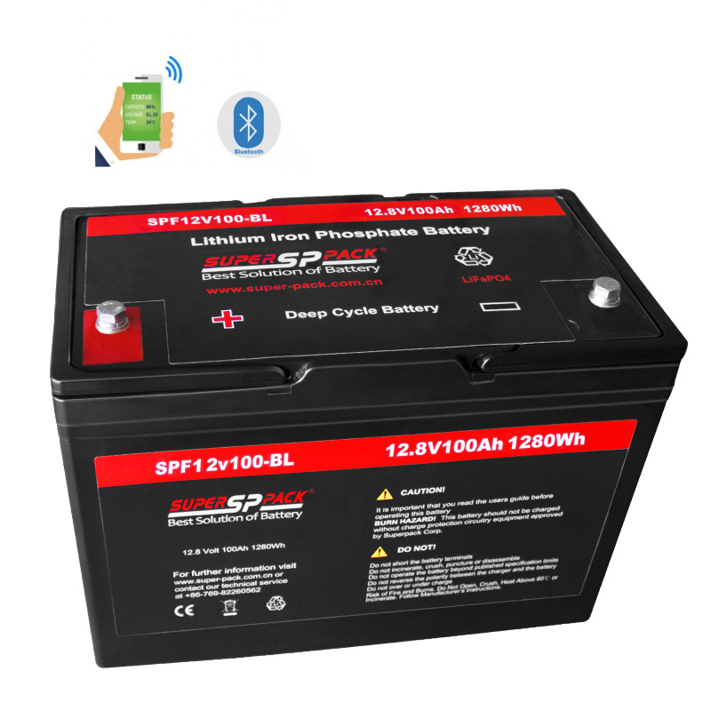 Baterias de casa RV, 12V100Ah LiFePO4 bateria versão Bluetooth para RV
