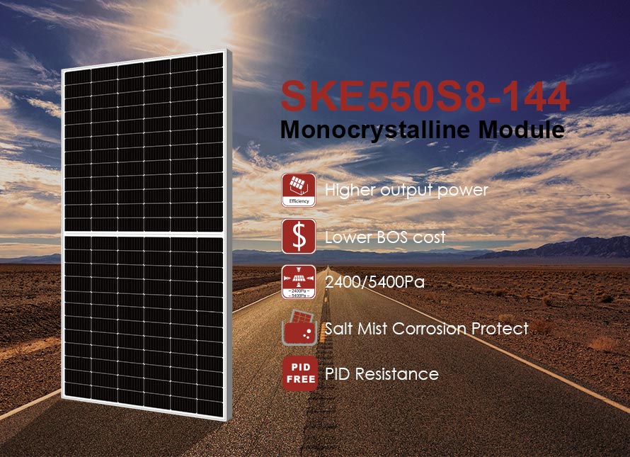 Módulo fotovoltaico de meia célula MBB de 182 mm e 550 W