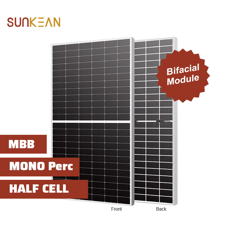 Tamanho da célula de 182 mm 550 W 144 células Módulos fotovoltaicos bifaciais mono de meio corte

