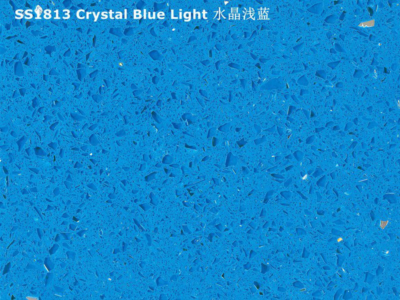 Lajes de quartzo de engenharia cintilante de cristal azul claro
