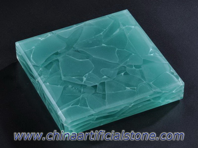 Superfície de vidro de reciclagem de pedra de vidro de jade água-marinha
