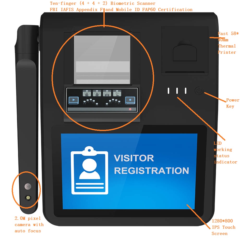 Terminal de registro de ID inteligente de impressão digital
