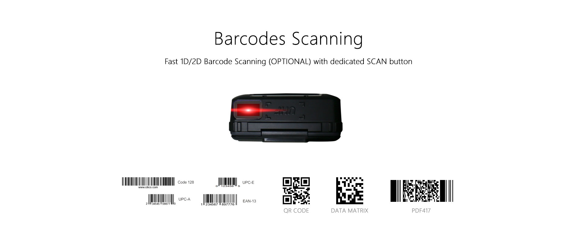 Dispositivo inteligente de scanner de código de barras com impressora