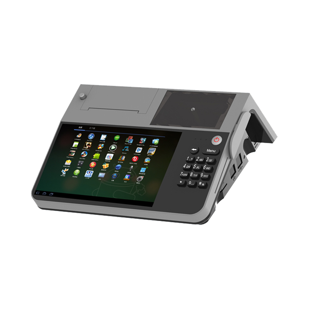 Terminal POS Android NFC de tela dupla de 8 polegadas com impressora térmica de 80 mm
