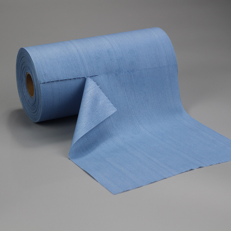 Rolo de papel de limpeza industrial não tecido personalizado azul
