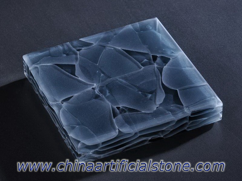 Lajes de vidro magna com pedra de jade azurita retroiluminada
