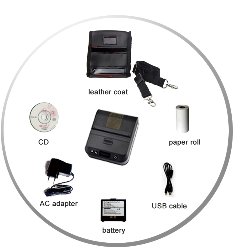 Impressora de recibos térmica wifi móvel portátil de 80mm