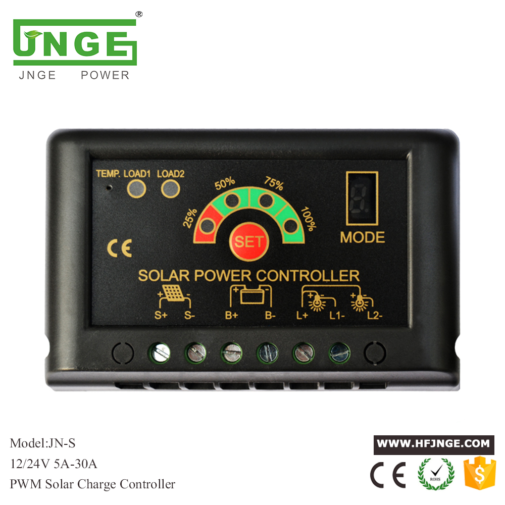 JN-S 12V 24V 5A 10A 15A 20A 30A IP56 Auto Controlador Solar Pequeno com Bateria de Voltagem Automática
