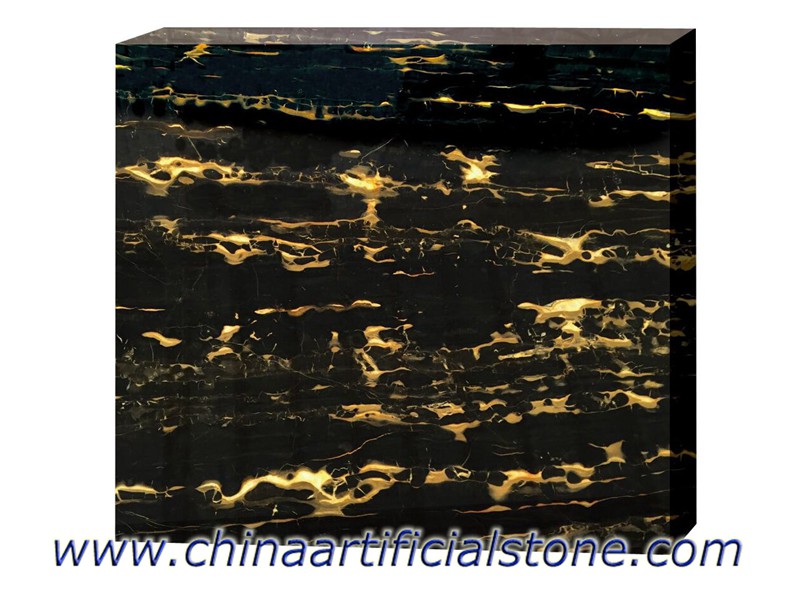 China Nero Portoro Preto com Lajes e Azulejos de Mármore Dourado
