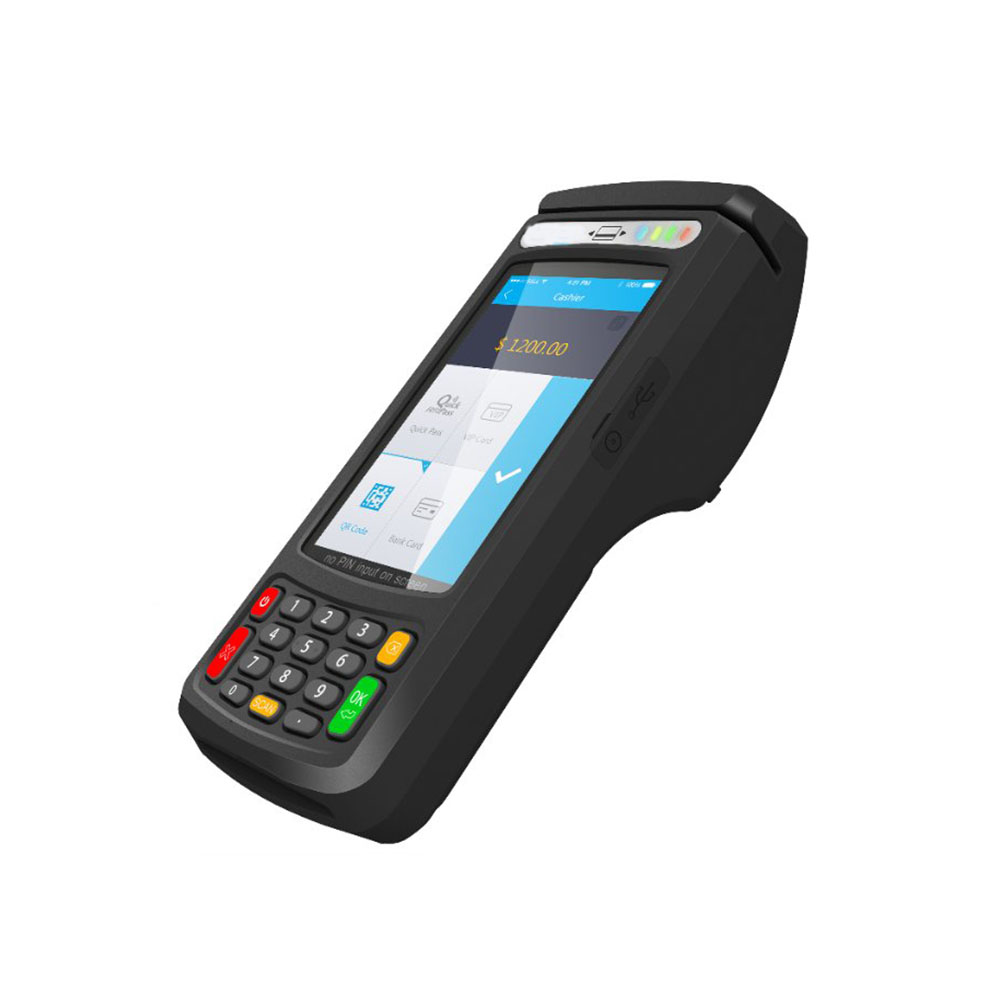 4G Android 7.0 EMV de impressão digital biométrica eSIM MPOS com leitor de cartão inteligente
