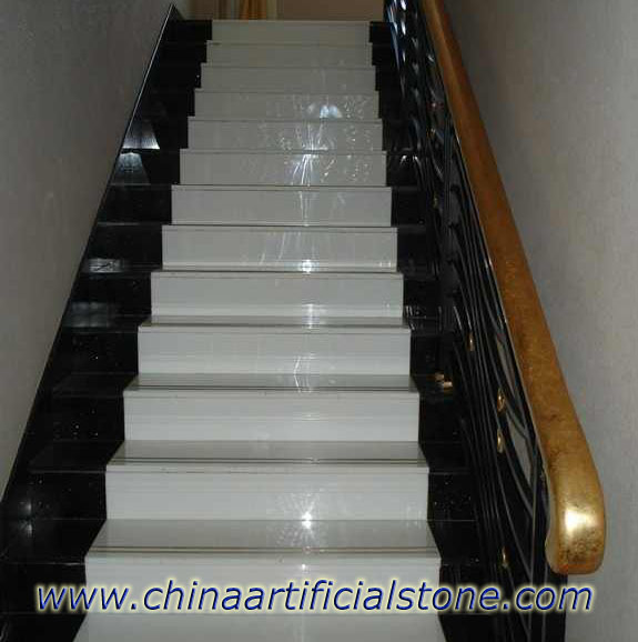 Escadas de degraus de pedra de mármore de nanovidro branco puro
