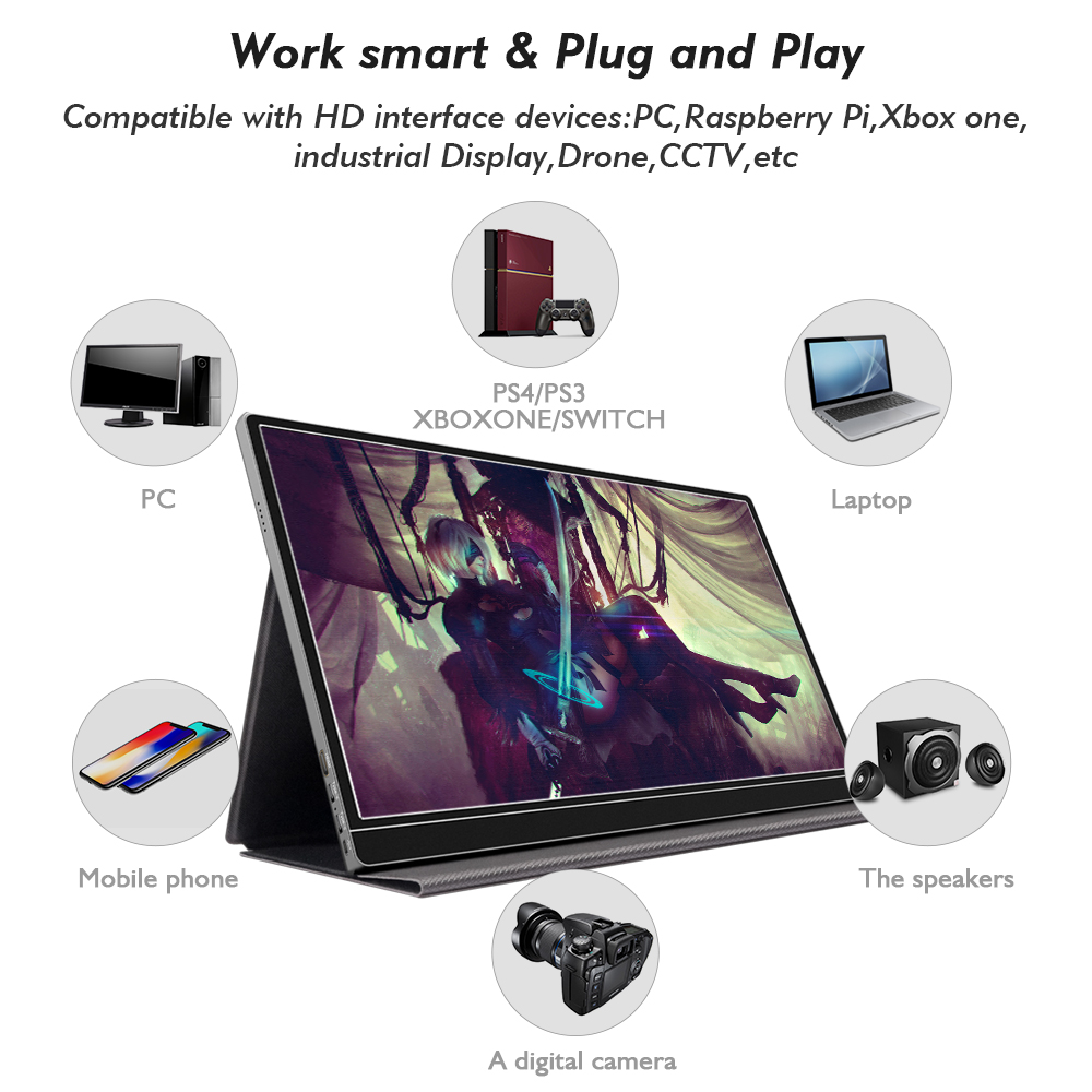 Monitor de jogos portátil de 15,6 polegadas 4K 100% gama de cores para laptop
