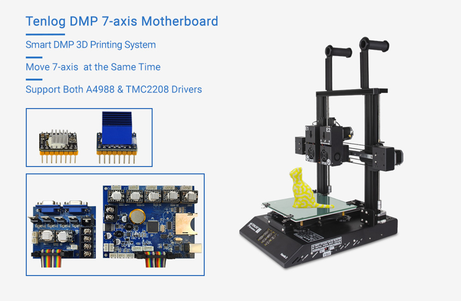 TENLOG Hands 2 DMP Impressora 3D placa-mãe de 7 eixos