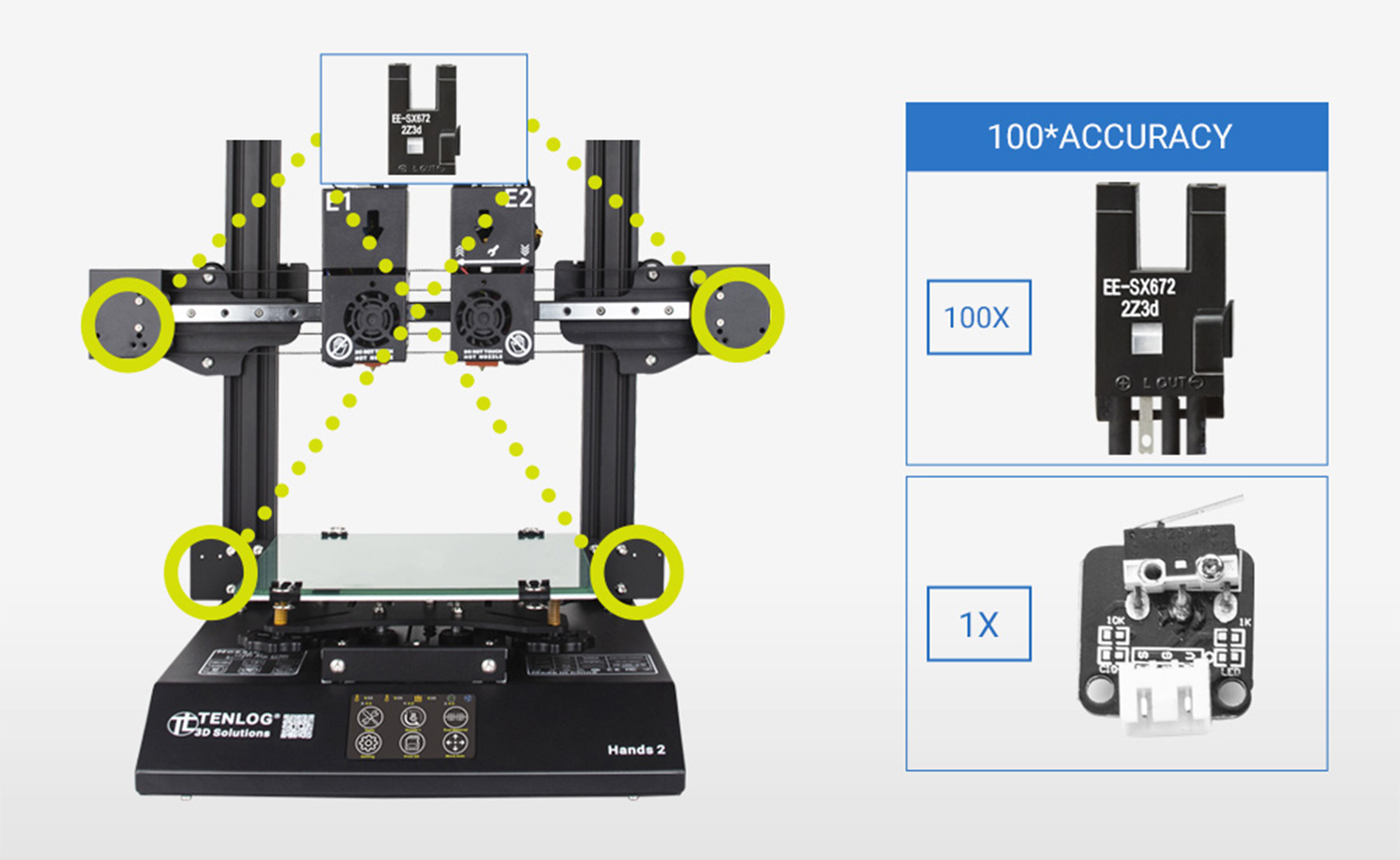 Sensor fotoelétrico para impressora 3D TENLOG Hands 2 DMP