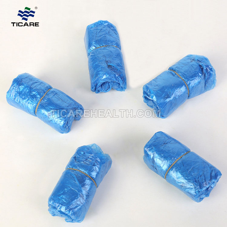 Capas de sapato descartáveis ​​de plástico CPE azul à prova d'água

