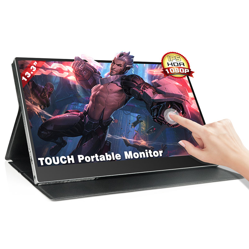 Função completa USB tipo c 13,3 polegadas monitor portátil com tela sensível ao toque para laptop

