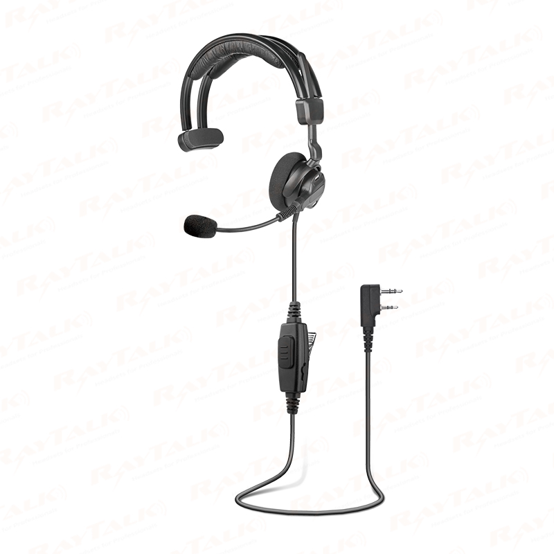 RHS-1519A Fone de ouvido único sobre a cabeça de serviço médio de rádio com microfone com cancelamento de ruído e PTT
