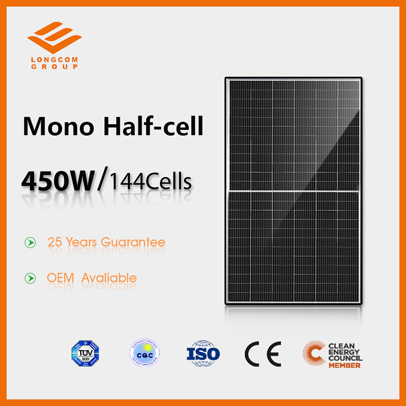 Painel solar de meia célula com certificado TUV de 450 watts 9BB
