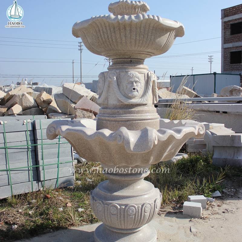Fonte de decoração de jardim em pedra natural esculpida à mão em mármore ao ar livre
