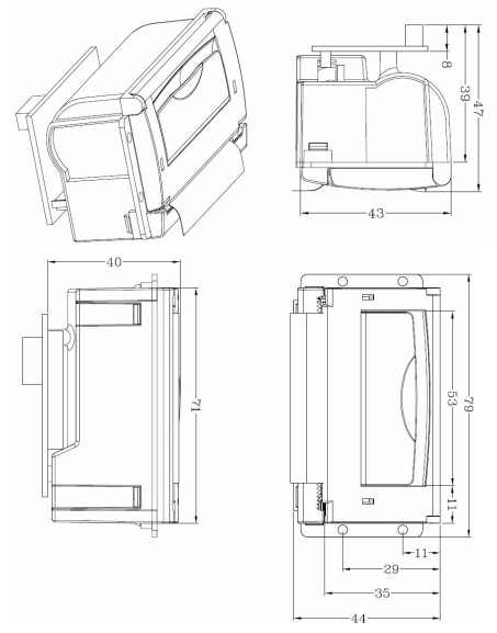 Layout da impressora térmica do painel YCP-8