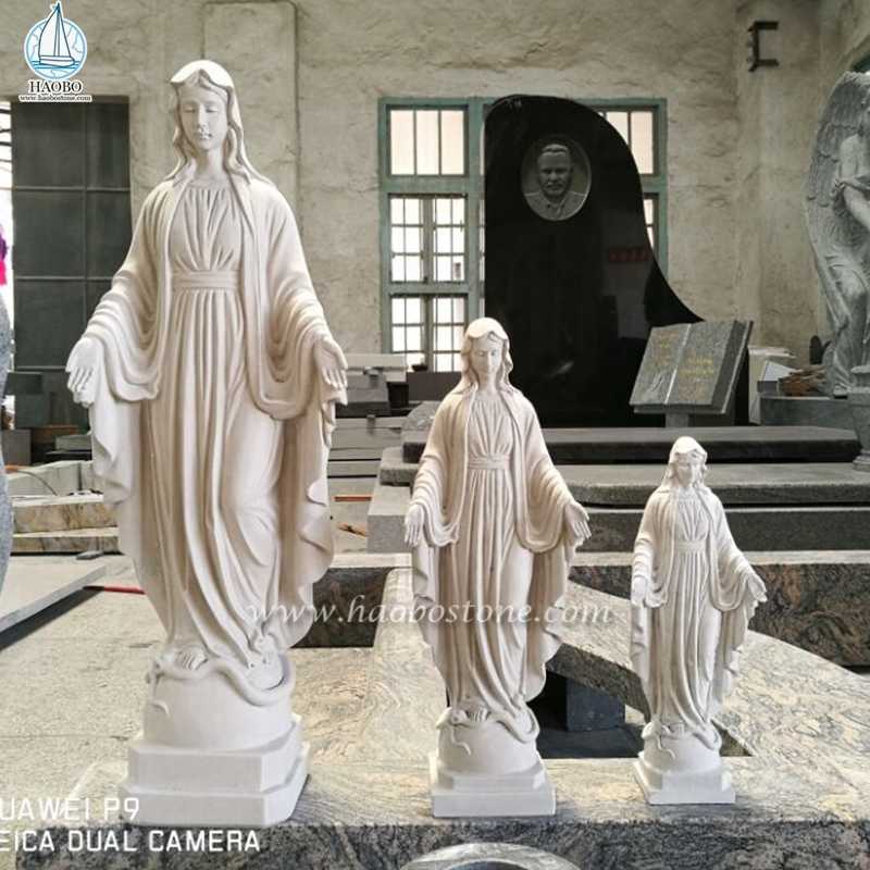 Estátuas da Virgem Maria em mármore bege estilo europeu
