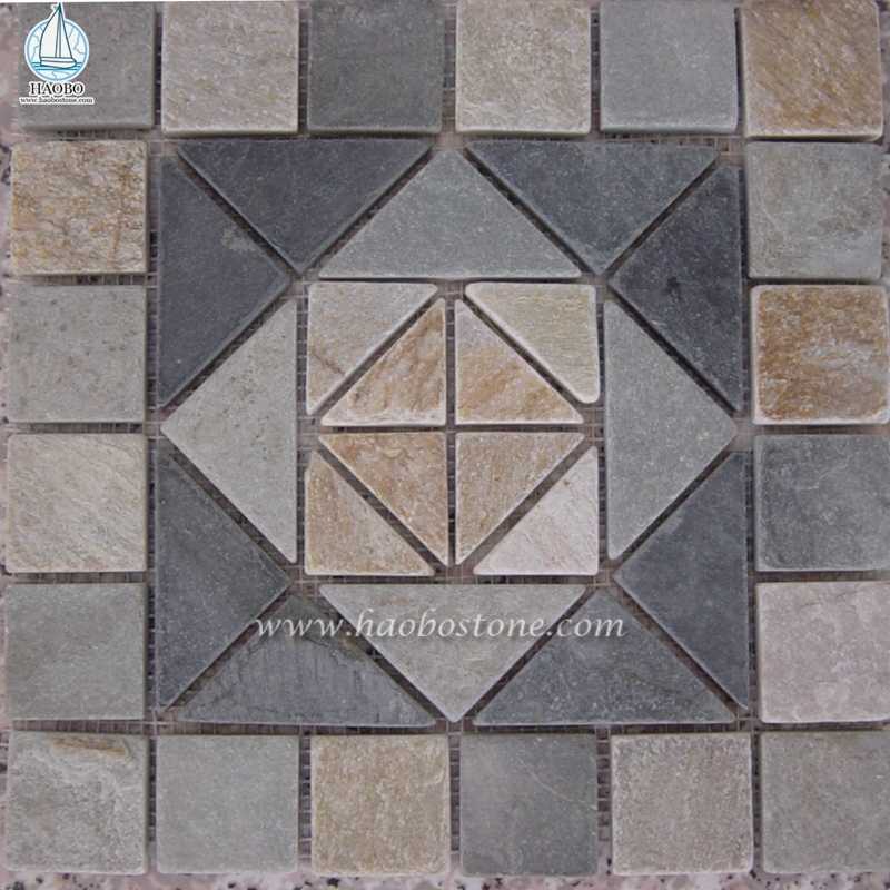 Mosaico de pedra natural com padrão quadrado de pedra e revestimento de parede
