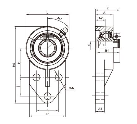 Unidades de flange de 3 parafusos UEFB207