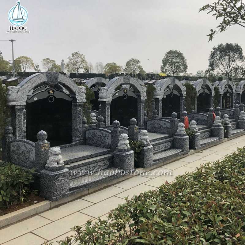 Monumento de cemitério de escultura de leão de granito estilo asiático
