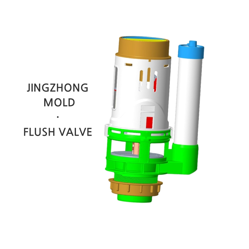Molde de injeção de plástico com válvula de descarga para vaso sanitário
