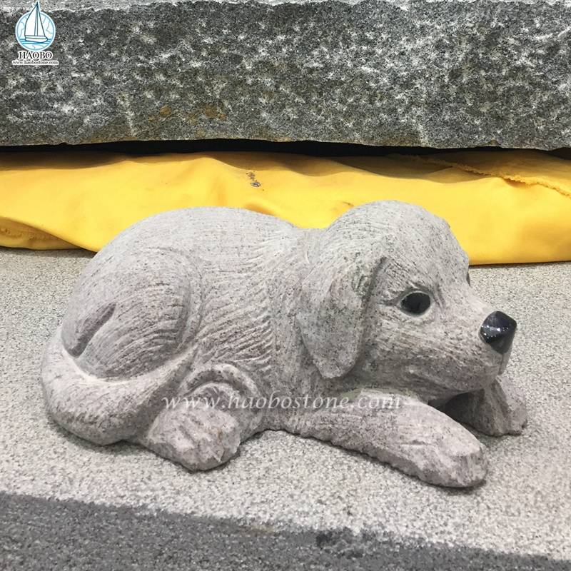 Escultura de cachorro animal decoração de jardim em granito
