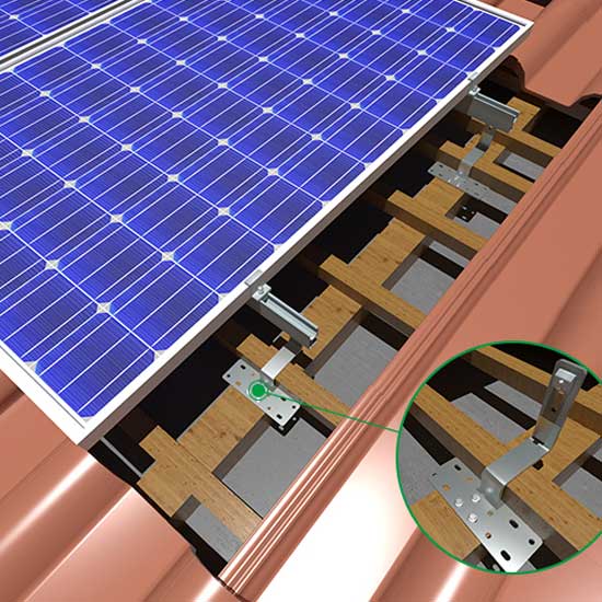 Sistema de estrutura de montagem de painel solar de telhado de telha
