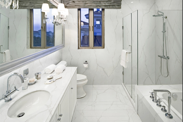 laje de azulejos de quartzo para banheiro