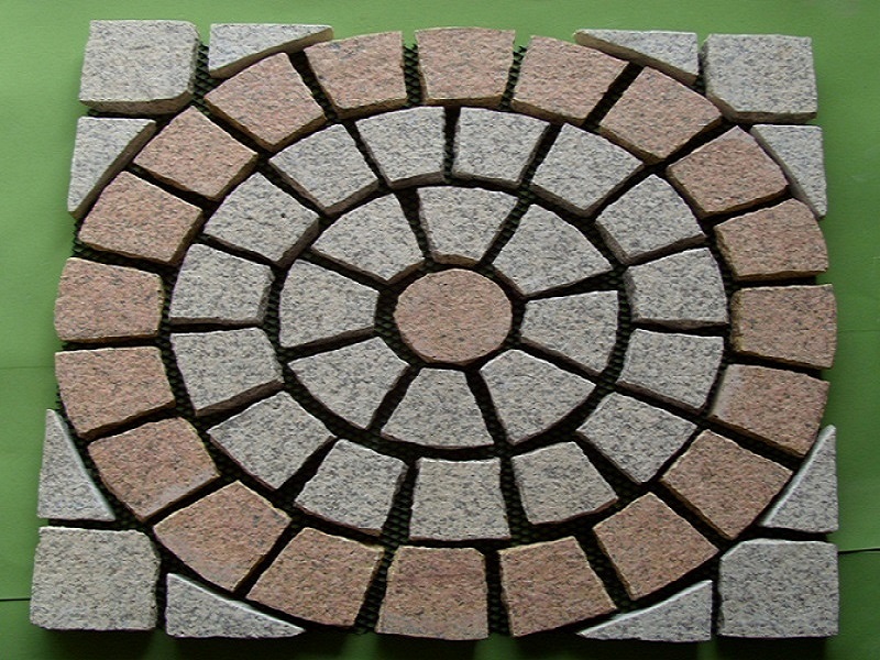 Telha de malha de pedra de pavimentação de granito multicolorida
