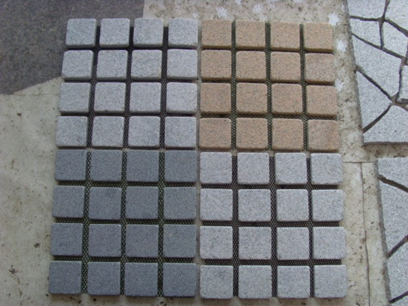 pedra de pavimentação de malha de granito multicolorida
