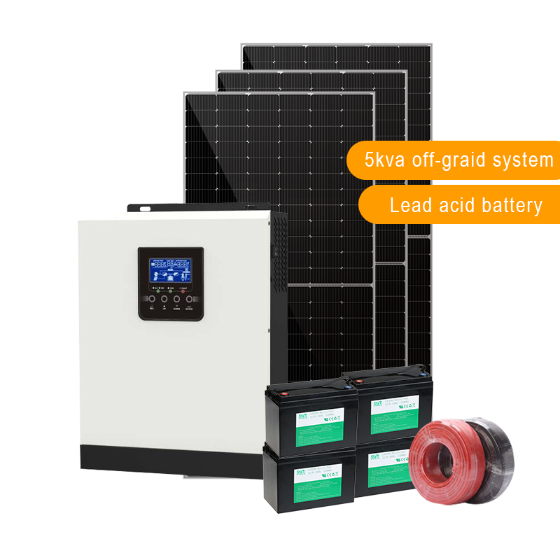 Sistema doméstico solar fora da grade 5000 watts fonte de alimentação armazenamento de energia AC DC entrada saída bateria gerador de backup kits solares
