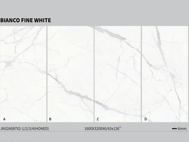 Azulejos de parede de pedra sinterizada de engenharia branca fina Bianco

