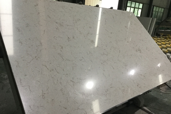 Laje de quartzo cinza design Carrara