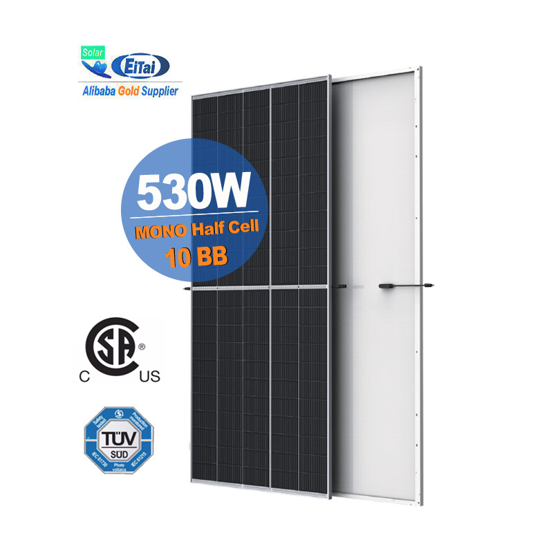 Eitai Painel Solar 10BB 530W Fábrica Atacado Melhor Preço Mono Meia Célula Módulo Para Sistema Pv Doméstico
