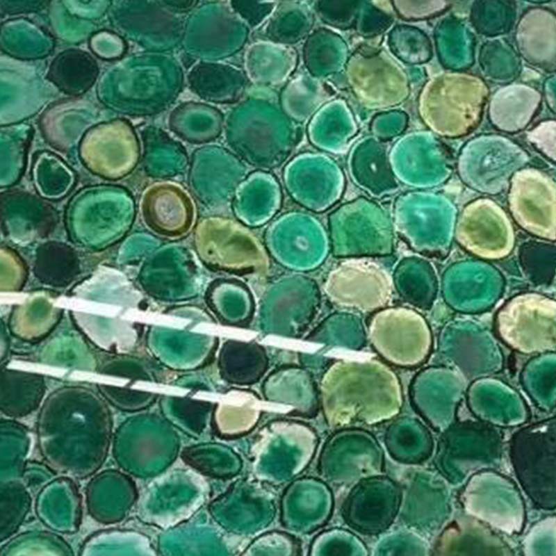 Laje de ágata verde composta com telha de vidro
