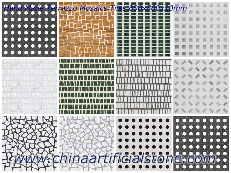Telhas de piso de mosaicos de terrazzo feitos à mão
