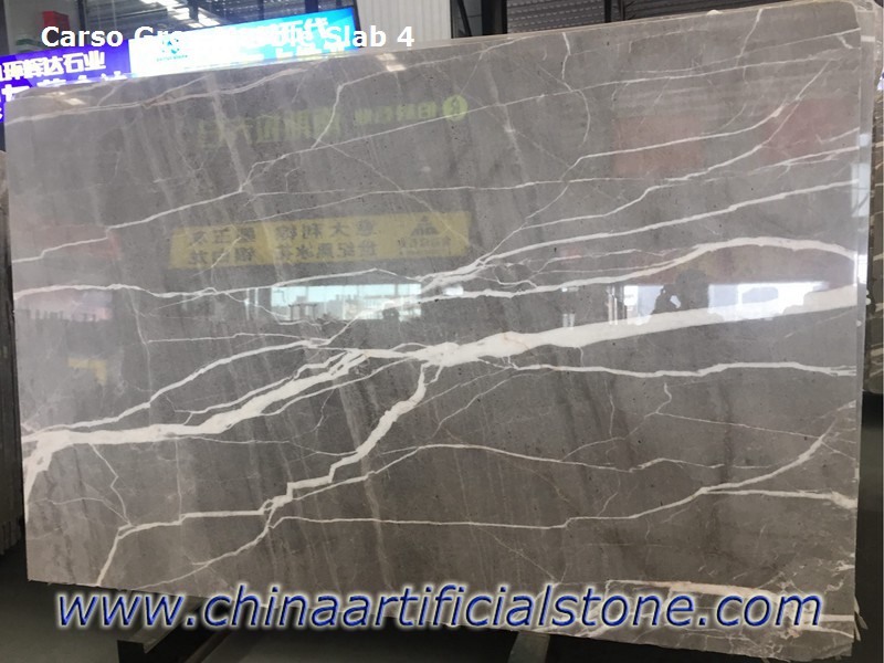 Lajes de mármore cinza Carso da China com grandes veios brancos
