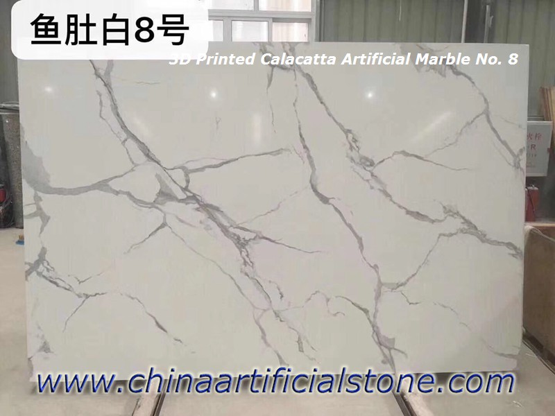 Placas de mármore artificiais brancas Calacatta impressas em 3D
