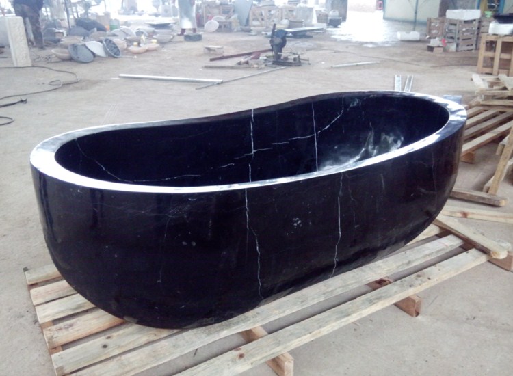 Banheira de banheiro de pedra preta de mármore natural sólido da China

