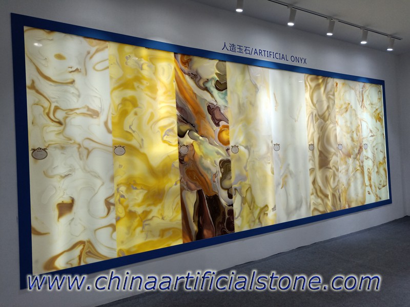 Placas de ônix artificial para decoração de parede retroiluminada
