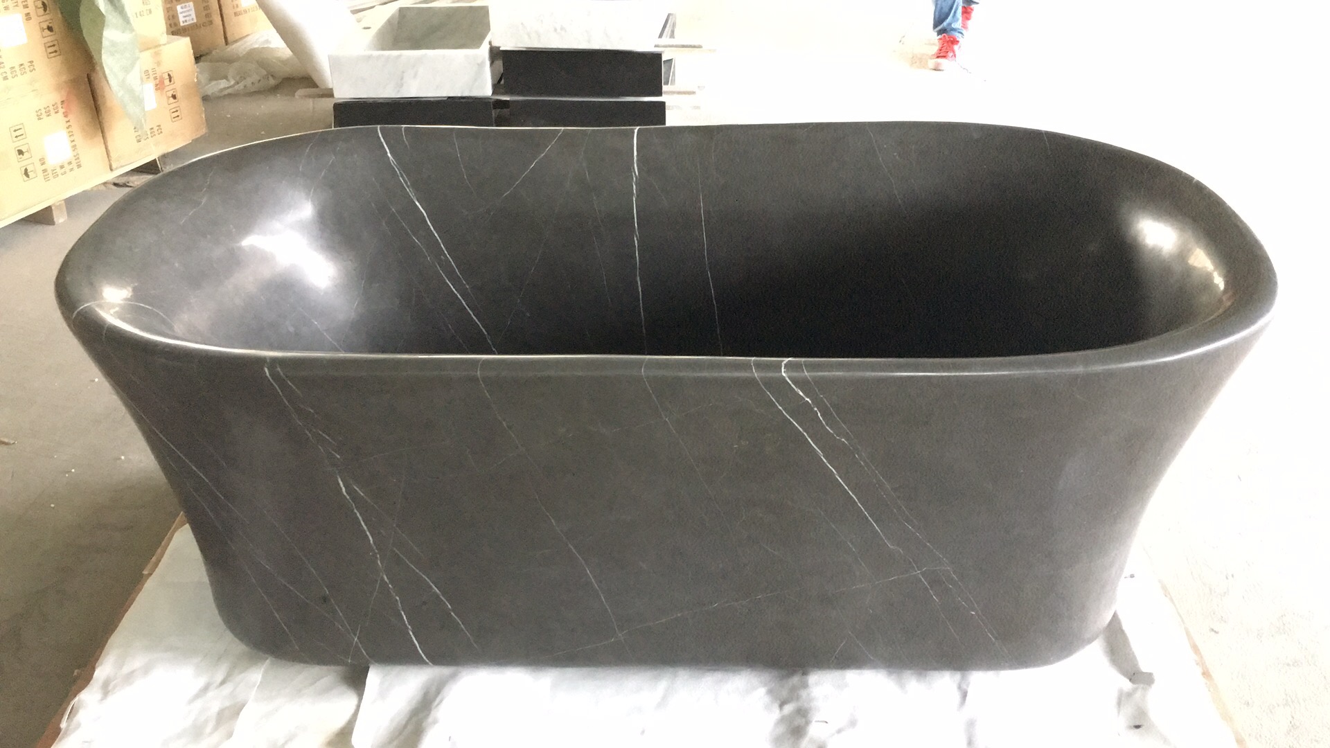 Banheira de banheiro de mármore cinza natural
