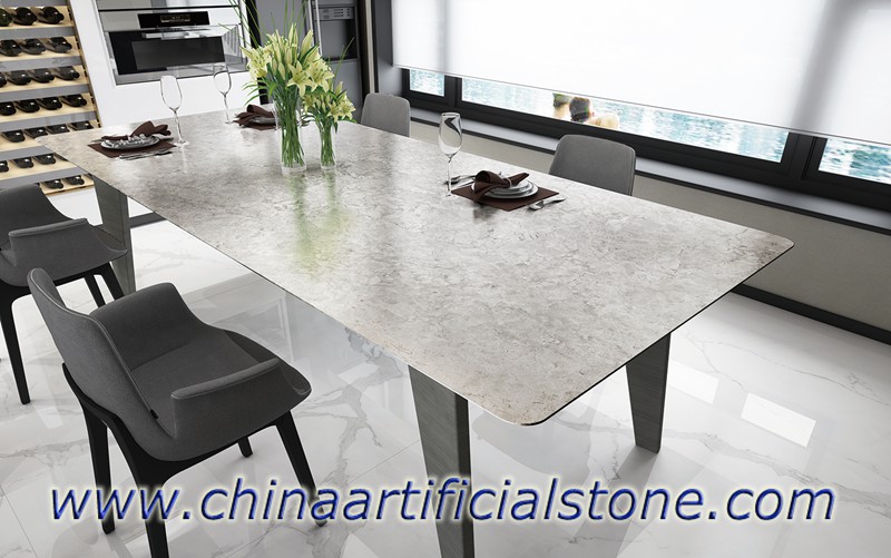 Móveis de mesa de pedra sinterizada cinza